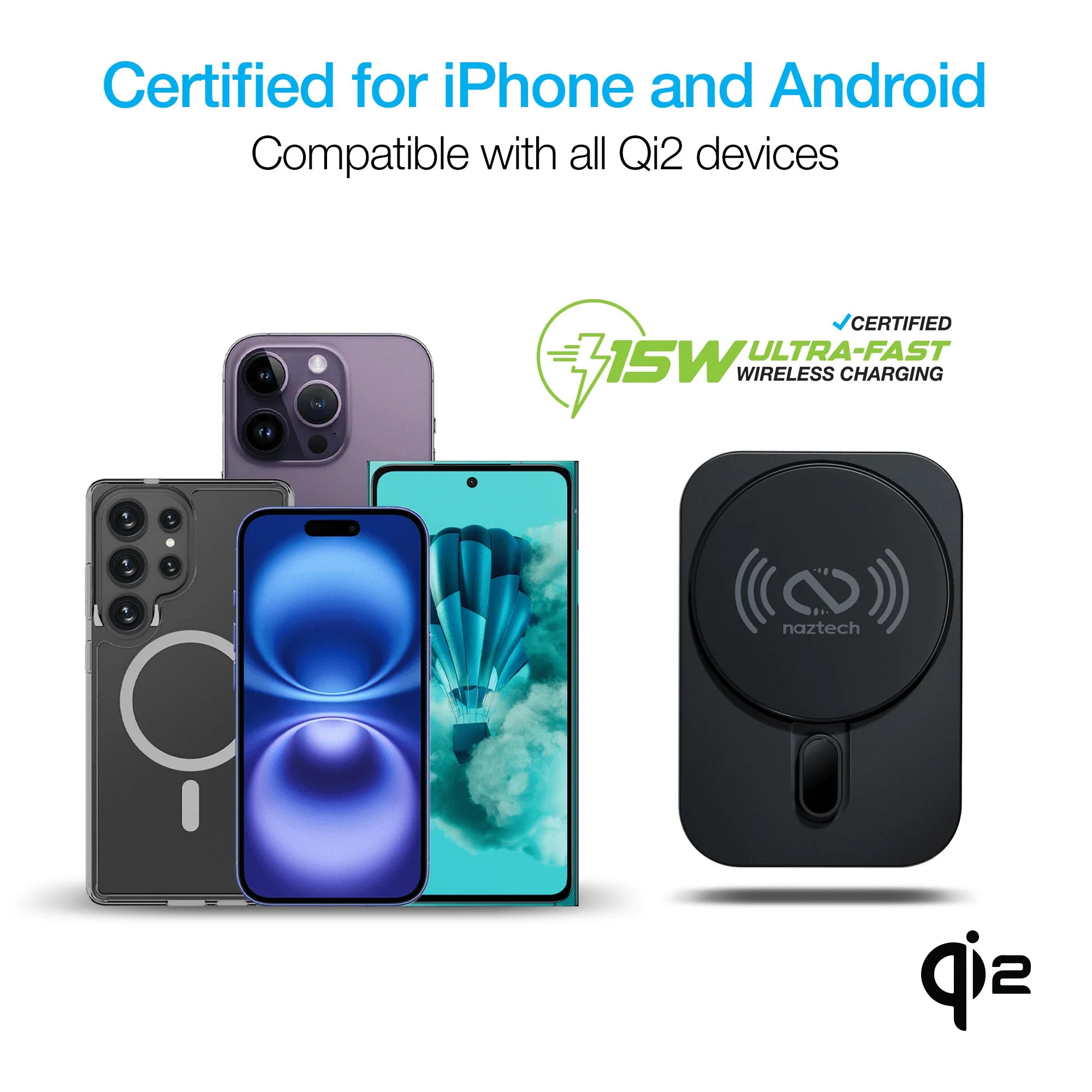 Naztech Maglock CAR 15W Magnetic Wireless Fast Charging Vent Mount with Qi2 Technology