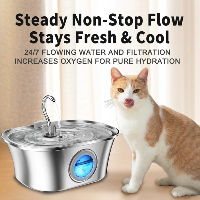 HEYBO 3.2L Automatic Stainless Steel Cat and Dog Water Fountain