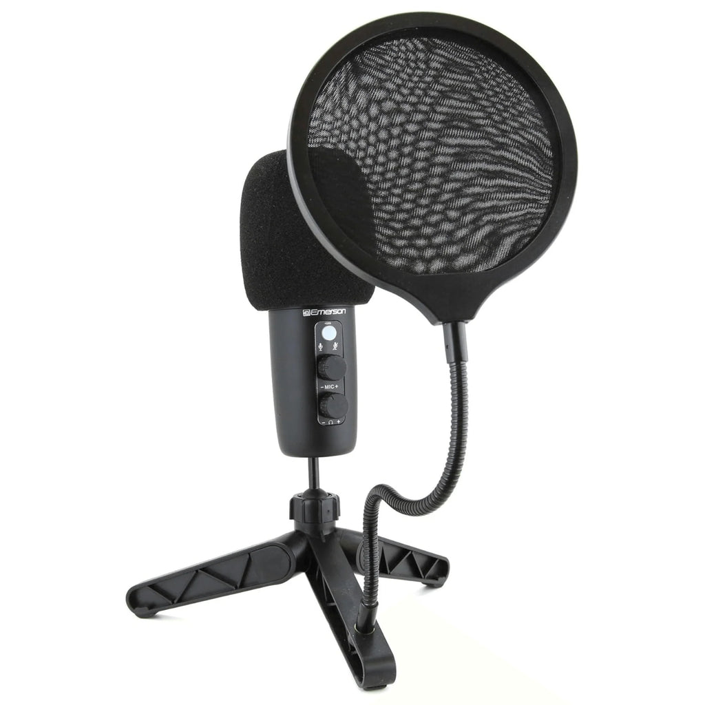 Emerson Professional USB Condenser Microphone for Gaming and Streaming with LED Illumination