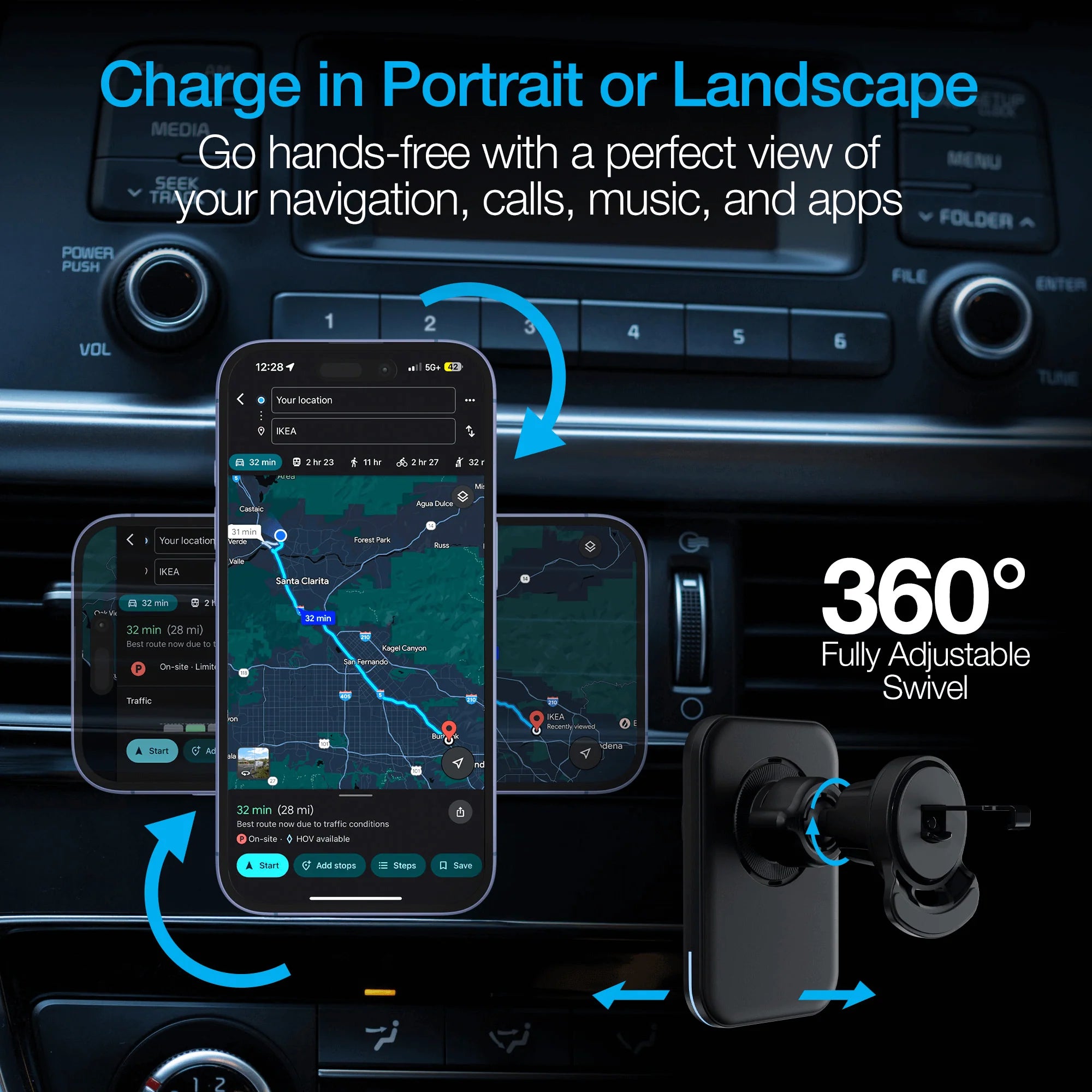 Naztech Maglock CAR 15W Magnetic Wireless Fast Charging Vent Mount with Qi2 Technology