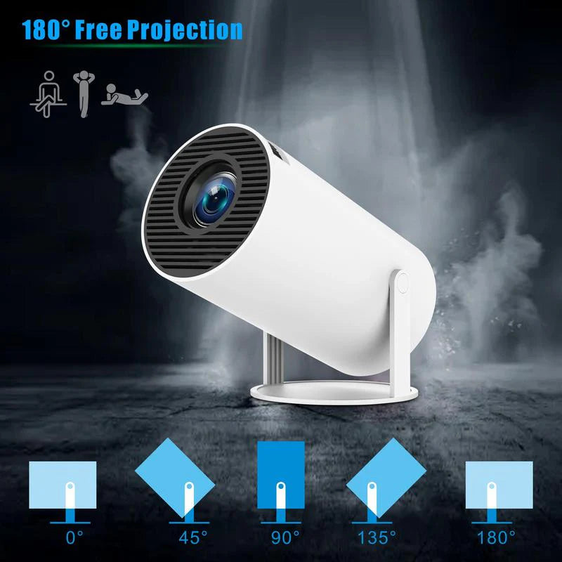 Portable Android WiFi Bluetooth-Compatible Projector with Remote Control for Home Theater, Outdoor, Office, and Bedroom Use
