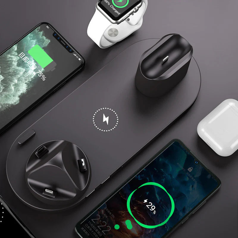6-in-1 Wireless Fast Charging Dock Station for iPhone and Apple Watch
